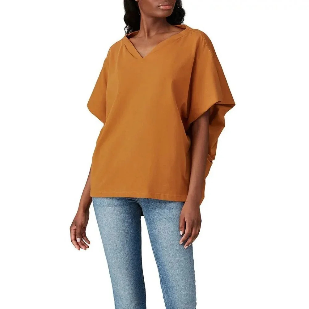 Caara‎ Vasto Top Womens XS Orange Gold Dolman Sleeve Cotton Top